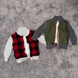 Plaid and Olive Kids Sweater Set